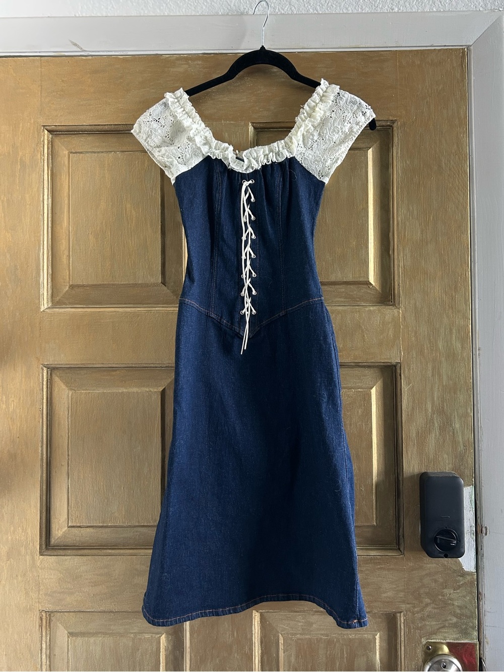 90s denim milkmaid dress